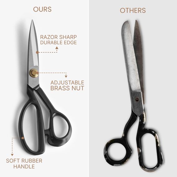 Handi Stitch Stoffschere scharf - Schneiderschere Nähzubehör - Nähschere mit Fadenschneider - Profi Textilschere aus Edelstahl – Schere zum Schneiden von Stoff - Zubehör zum Nähen