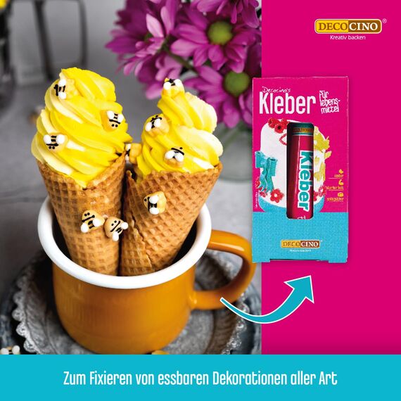 Decocino Essbarer Kleber – für Torten-Deko, Kuchen-Deko – CMC-Kleber, Lebensmittel-Kleber – zum Kleben auf Fondant, Torten und anderen Speisen