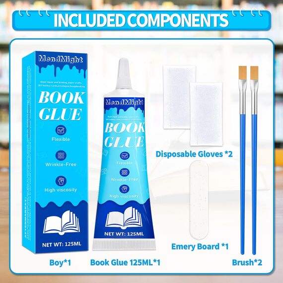 125 ml Buchbinderleim EXTRA STARK & wasserfest - Zum Reparieren von Büchern, Binden von Notizbüchern, Umschlägen, Postkarten, Papierbasteln, Grußkarten und Einladungen