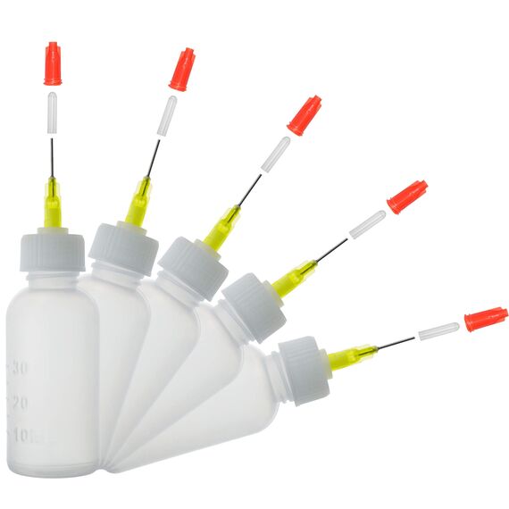 MYSY Nadelflaschen 30ml, 5 Stück Präzisionsspitzen Applikator flasche für DIY Handwerk Nachfüllkleber nähmaschinenöl(30ml)
