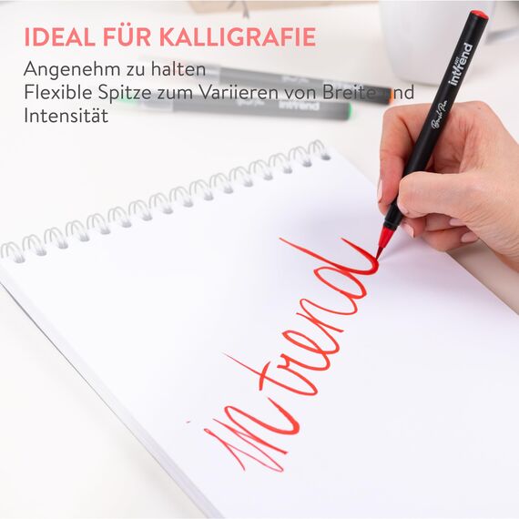 int!rend Brush Pen Set - 6 Aquarellstifte, 1 Wasserpinselstift - Optimales Einstiegsset - Pinselstifte für Bullet Journal, Handlettering Stifte, Malen Stifte Set