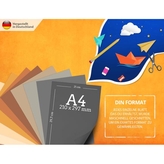 Ton-Papier 27 Blatt Druckerpapier A4 130g Natur, Gelb, Sonne, Sand, Braun, Ocker - PREMIUM - Unbedruckt für Postkarten, Briefe, BLAUER ENGEL & PEFC zertifiziert - MADE IN GERMANY