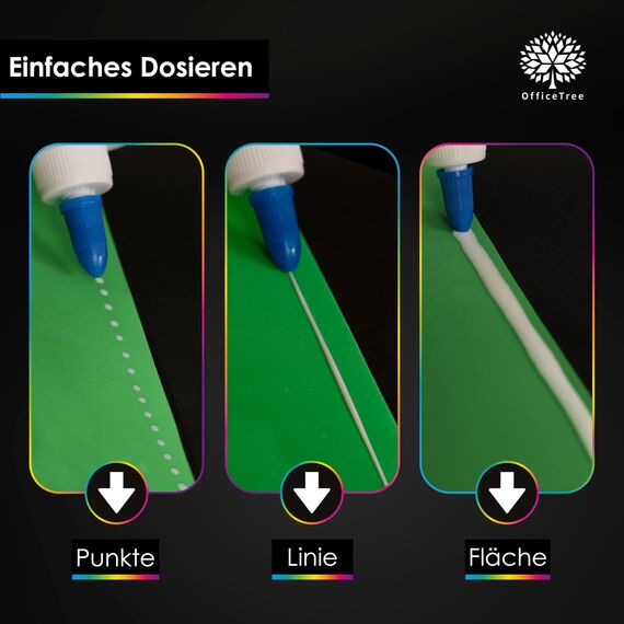 OfficeTree 250 ml Flüssigkleber Bastelkleber Lösungsmittelfrei - Bastelleim Kleber für Kinder geeignet - Transparent Trocknend für Große und Kleine Projekte