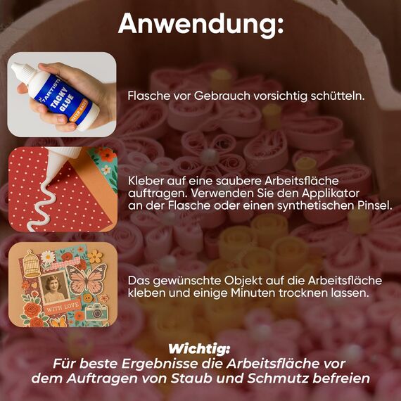 7 Artists Tacky Glue – Kleber Flüssig Transparent 80 ml | Starker Bastelkleber für Papier, Holz & Mehr | Vielseitiger Flüssig Kleber zum Basteln & DIY | SchnellTrocknend & Wasserfest