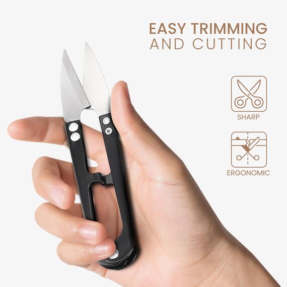 Handi Stitch Stoffschere scharf - Schneiderschere Nähzubehör - Nähschere mit Fadenschneider - Profi Textilschere aus Edelstahl – Schere zum Schneiden von Stoff - Zubehör zum Nähen