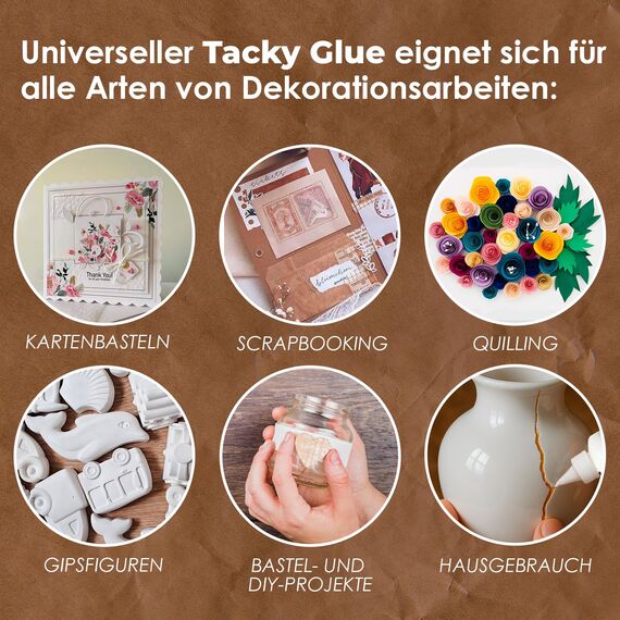 7 Artists Tacky Glue – Kleber Flüssig Transparent 80 ml | Starker Bastelkleber für Papier, Holz & Mehr | Vielseitiger Flüssig Kleber zum Basteln & DIY | SchnellTrocknend & Wasserfest