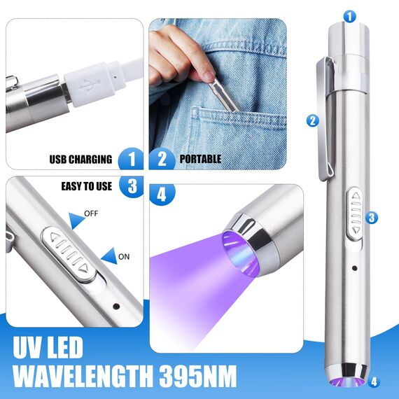 UV Harz mit Lampe - 60g UV Kleber mit Wiederaufladbarer UV Taschenlampe, 5 Sekunden Schnellhärtung, Schnelles Kleben & Schweißen UV Klebstoff, Ideal zur Reparatur von Schmuck, Glas, Harz, Kunststoff