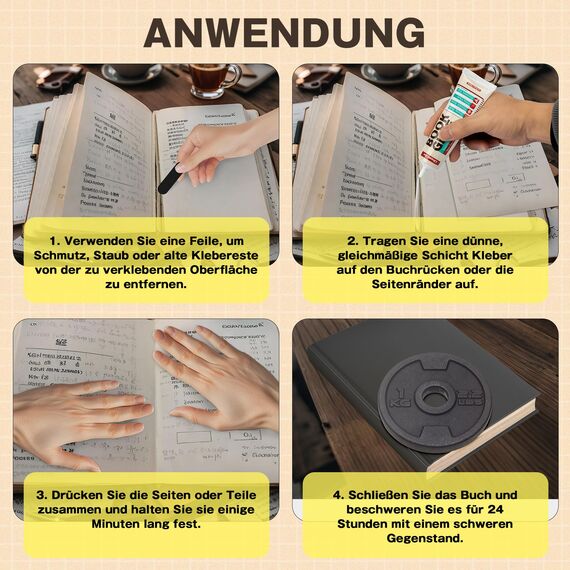 Buchleim Transparent & Flexibel – 60 ml Buchbinderleim für Buchreparatur, Buchbinden, Book Nook, Bilderrahmen, Collagen & Papierbasteln