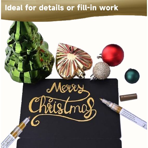 Beager 2Pcs Gold Acrylstifte für Steine, 0,7mm Permanent Marker Stifte Wasserfest Lackstift Acrylfarben Stifte Steine Bemalen Stifte für Holz Leinwand Keramik Metall Papier Glas Kunststoff