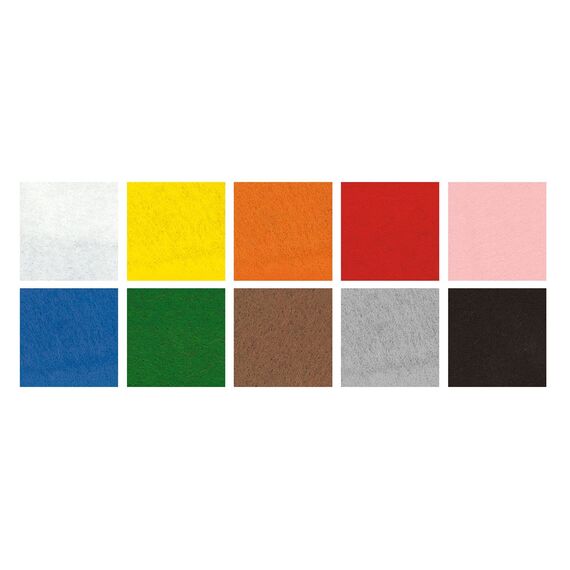 folia 520409 - Bastelfilz, mit feiner Wollqualität, 10 Blatt, 150 g/qm, 20 x 30 cm, sortiert in 10 verschiedenen Farben, klebefleckenfreie Verarbeitung - ideal für vielfältige Bastelarbeiten