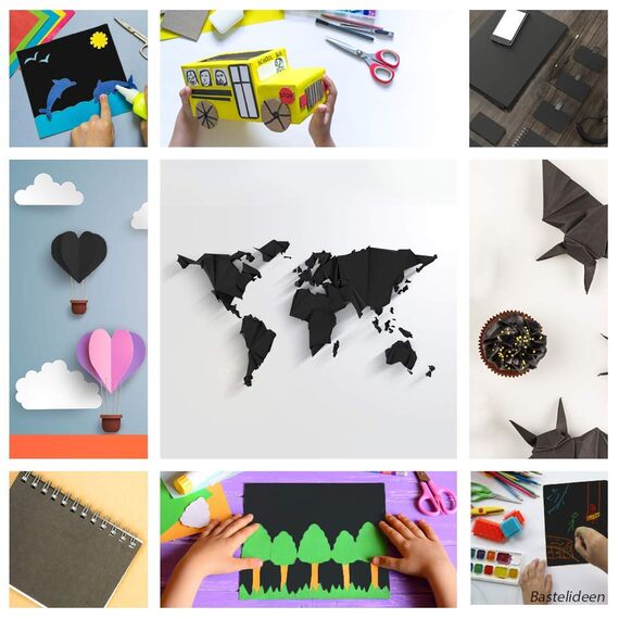 50 Blatt Tonpapier PROFI Tonzeichenpapier DIN A3-130g/m² Tiefschwarz - Festes Papier für DIY, Hobby, Schule, Uni, Zeichnen, Bastel Zubehör für Malen, Kreide und Geschenke MADE IN DEUTSCHLAND