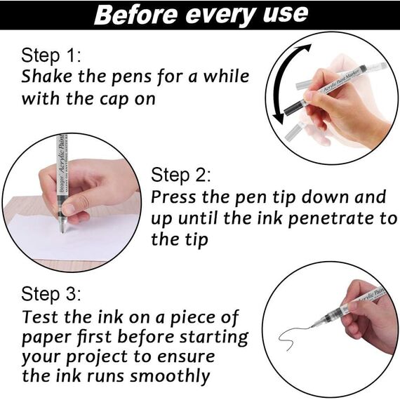 Beager Schwarz Weiß Acrylstifte für Steine, 0,7mm Permanent Marker Stifte Lackstift Wasserfest Acrylfarben Stifte Steinmalerei Stifte für Holz Leinwand Keramik Metall Papier Glas Kunststoff 4 Pcs