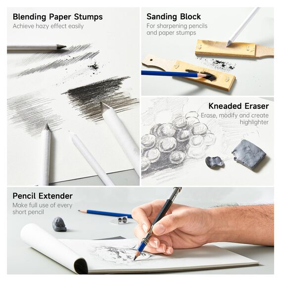 Shuttle Art Zeichenset, 124 teiliges Malset, Künstler Set, mit Buntstifte, Zeichenstifte, Aquarellstifte und Graphitstifte in einem Federmäppchen, für Kinder, Erwachsene zum Zeichnen geeignet