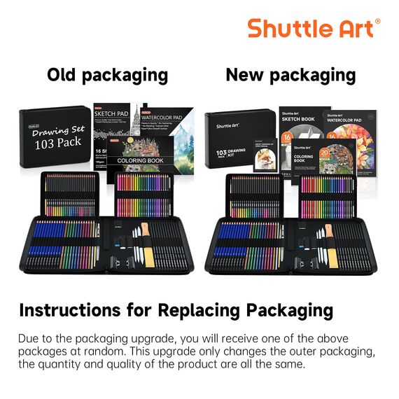 Shuttle Art 103 teiliges Zeichenset, Malset, Künstler Set, mit Buntstifte, Zeichenstifte, Aquarellstifte und Graphitstifte in einem Federmäppchen, für Kinder, Erwachsene zum Zeichnen geeignet
