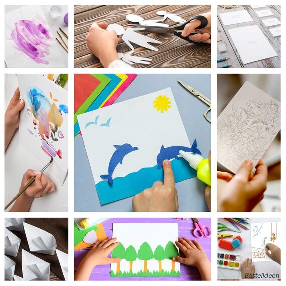 100 BLATT weißes Tonzeichenpapier 130g/m² - PREMIUM PAPIER Reinweiß - DIN A4-21 x 29,7 cm - Druckerpapier Weiss unbedruckt für Fotografie, Präsentationen, Basteln, FOTOKARTON, Karton - MADE IN GERMANY