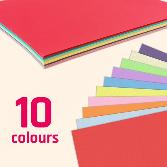 50 Blatt, 120g - Tonpapier A4 Bunt, Bastelpapier Buntes Papier zum Basteln Farbiges Druckerpapier - 10 Farben
