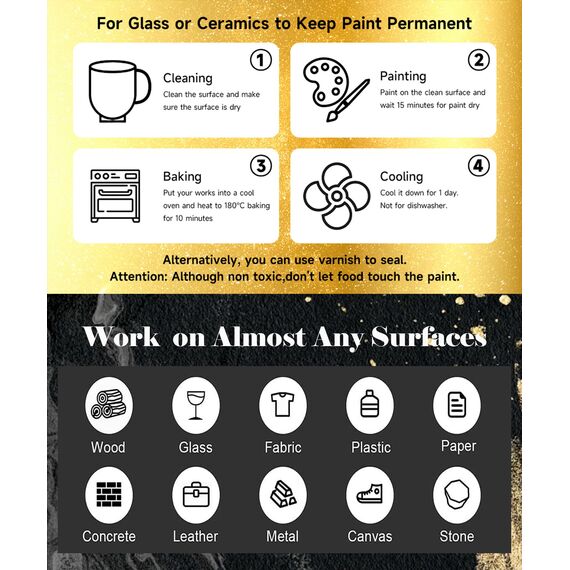 Beager 2Pcs Gold Acrylstifte für Steine, 0,7mm Permanent Marker Stifte Wasserfest Lackstift Acrylfarben Stifte Steine Bemalen Stifte für Holz Leinwand Keramik Metall Papier Glas Kunststoff