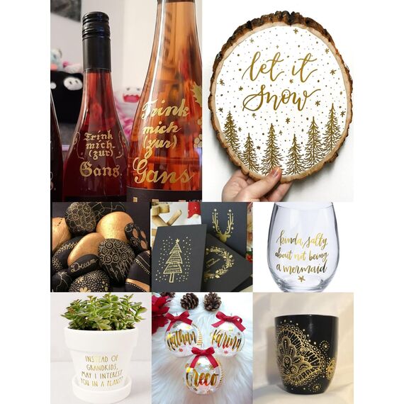 Beager 2Pcs Gold Acrylstifte für Steine, 0,7mm Permanent Marker Stifte Wasserfest Lackstift Acrylfarben Stifte Steine Bemalen Stifte für Holz Leinwand Keramik Metall Papier Glas Kunststoff