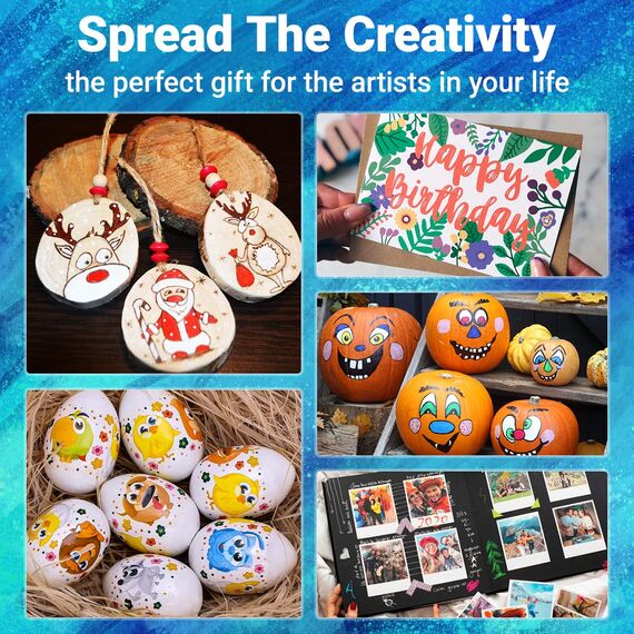 AOSUCO 36 Farben Doppelspitze Acrylstifte für Holz, Multimarker, Acrylstifte für Steine Holz Ostereier Deko, Acrylfarben Stifte Steine Bemalen für Ostern