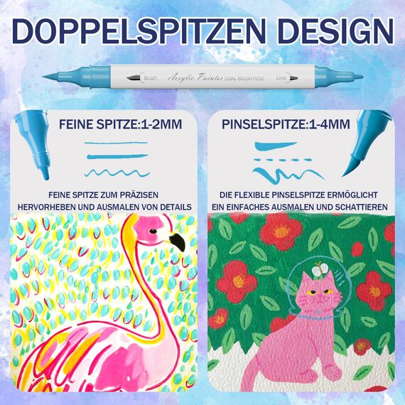 AOSUCO 36 Farben Doppelspitze Acrylstifte für Holz, Multimarker, Acrylstifte für Steine Holz Ostereier Deko, Acrylfarben Stifte Steine Bemalen für Ostern