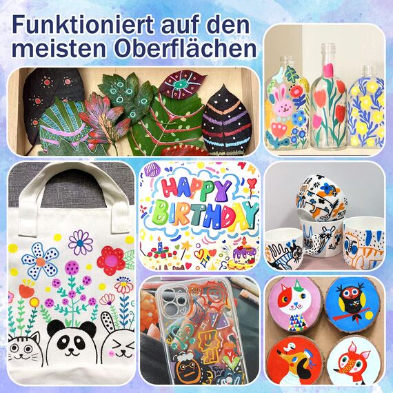 AOSUCO 36 Farben Doppelspitze Acrylstifte für Holz, Multimarker, Acrylstifte für Steine Holz Ostereier Deko, Acrylfarben Stifte Steine Bemalen für Ostern