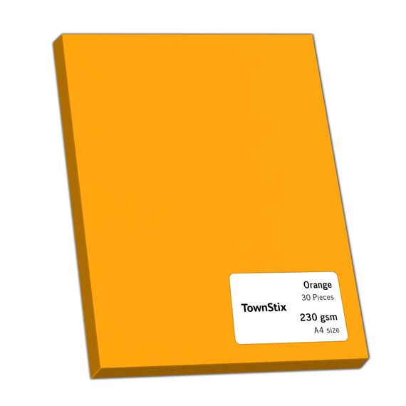30 Stück, 230gsm - A4 Tonkarton Orange, Tonpapier Karton Bastelkarton Fotokarton Pappe