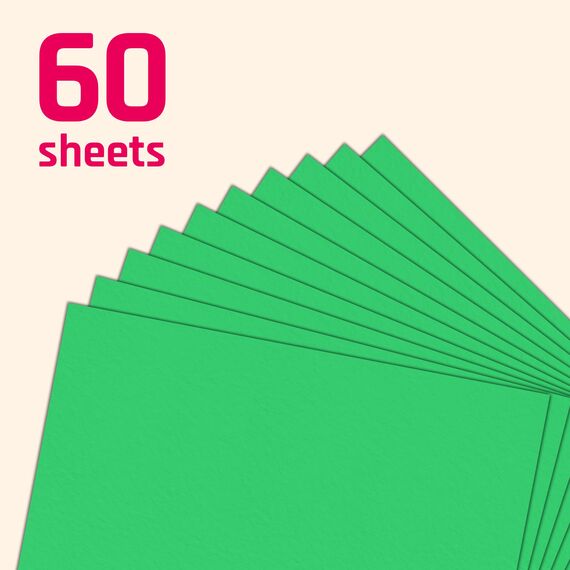 60 Stück, 230gsm - A4 Tonkarton Grün, Tonpapier Karton Bastelkarton Fotokarton Pappe