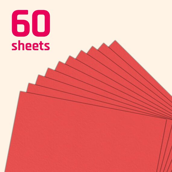 60 Stück, 230gsm - A4 Tonkarton Rot, Tonpapier Karton Bastelkarton Fotokarton Pappe