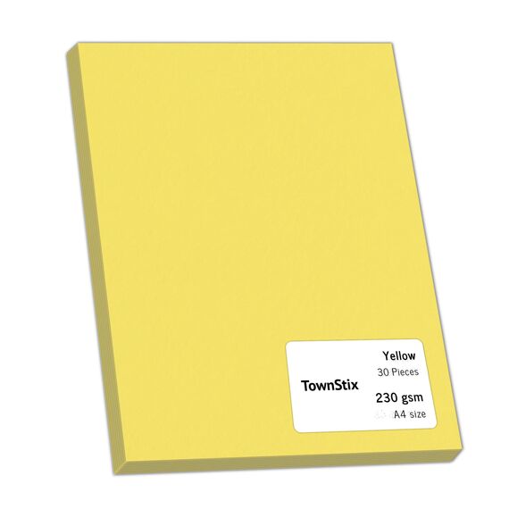 30 Stück, 230gsm - A4 Tonkarton Gelb, Tonpapier Karton Bastelkarton Fotokarton Pappe