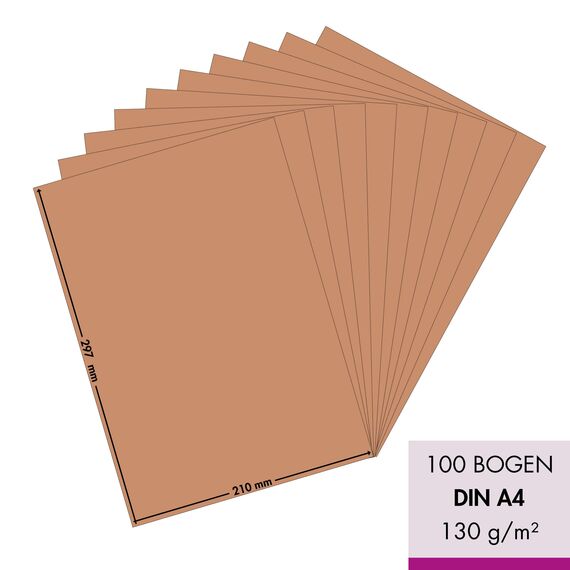 MarpaJansen Tonzeichenpapier - (DIN A4, 100 Bogen, 130 g/m²) - zum Basteln & Gestalten - Zertifizierung durch ,,Blauer Engel" - kokos