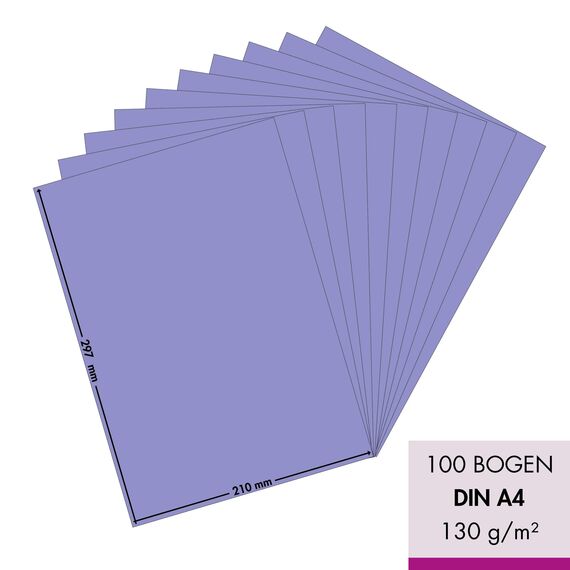 MarpaJansen Tonzeichenpapier - (DIN A4, 100 Bogen, 130 g/m²) - zum Basteln & Gestalten - Zertifizierung durch ,,Blauer Engel" - lavendel