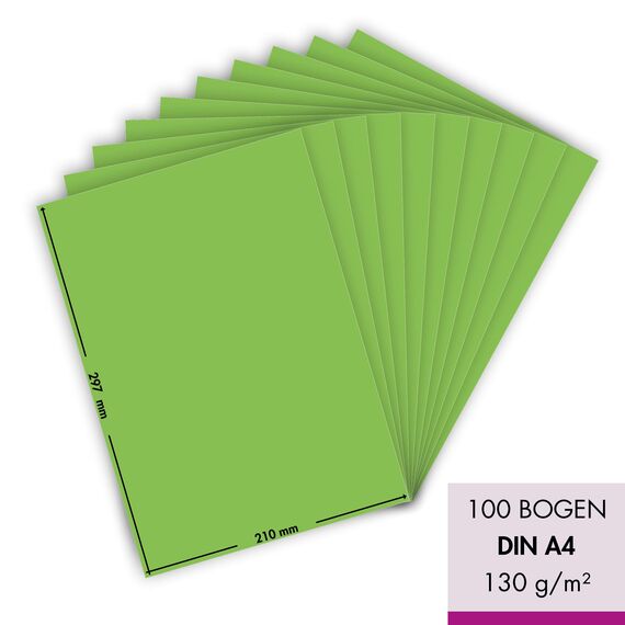 MarpaJansen Tonzeichenpapier - (DIN A4, 100 Bogen, 130 g/m²) - zum Basteln & Gestalten - Zertifizierung durch ,,Blauer Engel" - grasgrün