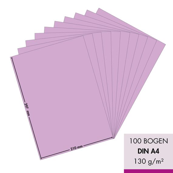MarpaJansen Tonzeichenpapier - (DIN A4, 100 Bogen, 130 g/m²) - zum Basteln & Gestalten - Zertifizierung durch ,,Blauer Engel" - violett