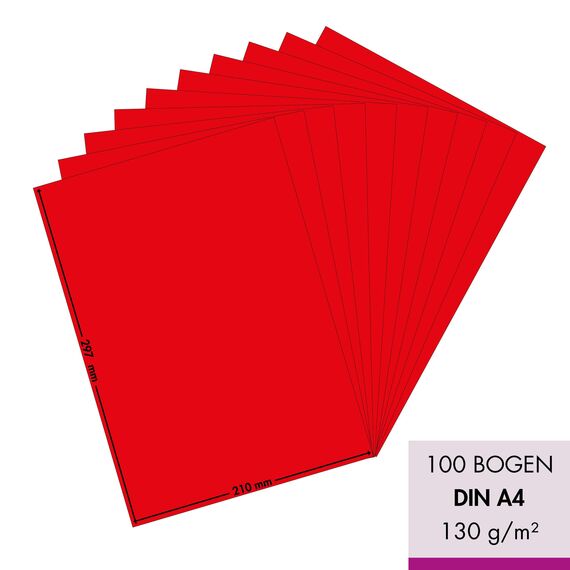 MarpaJansen Tonzeichenpapier - (DIN A4, 100 Bogen, 130 g/m²) - zum Basteln & Gestalten - Zertifizierung durch ,,Blauer Engel" - rotorange