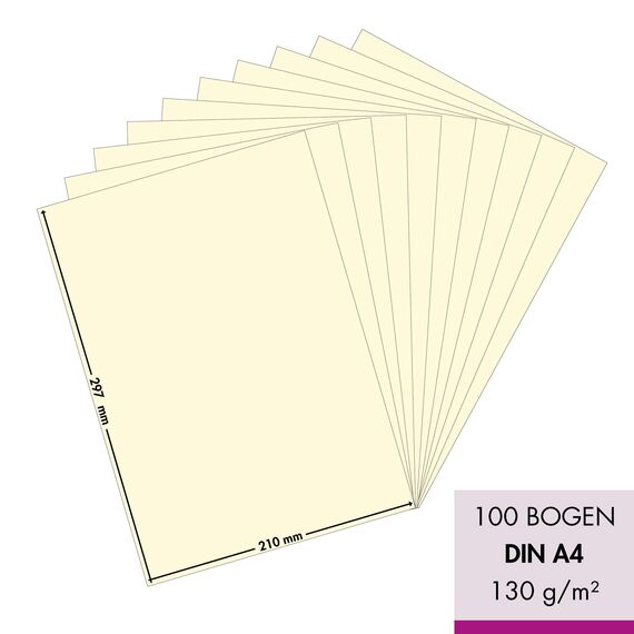 MarpaJansen 360.530-04 Tonzeichenpapier-(DIN A4, 100 Bogen, 130 g/m²) -zum Basteln & Gestalten-Zertifizierung durch,Blauer Engel-vanille, Mehrfarbig, One Size