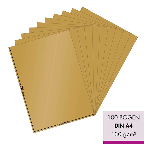 MarpaJansen 361.530-98 Tonzeichenpapier - (DIN A4, 100 Bogen, 130 g/m²) - zum Basteln & Gestalten - gold, Mehrfarbig, One Size