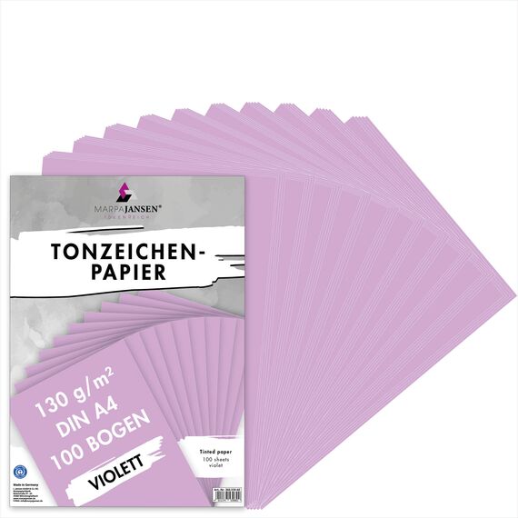 MarpaJansen Tonzeichenpapier - (DIN A4, 100 Bogen, 130 g/m²) - zum Basteln & Gestalten - Zertifizierung durch ,,Blauer Engel" - violett