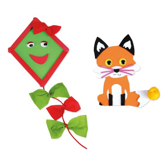 Lena Jumbo Bastelkoffer mit 800 Teilen, Bastelset bestehend aus Papier, Moosgummi, Pfeifenreiniger, Strasssteine, Wackelaugen, Pompons und Knöpfe, in bunten Farben, geeignet für Kinder ab 5 Jahren