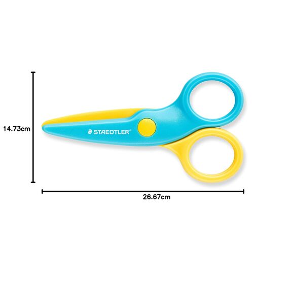STAEDTLER Sicherheitsschere Noris junior, für Kleinkinder, abgerundete Ecken, 10cm lang, Rechtshänder-Modell, Haare und Stoff können nicht geschnitten werden, 965 40 BK