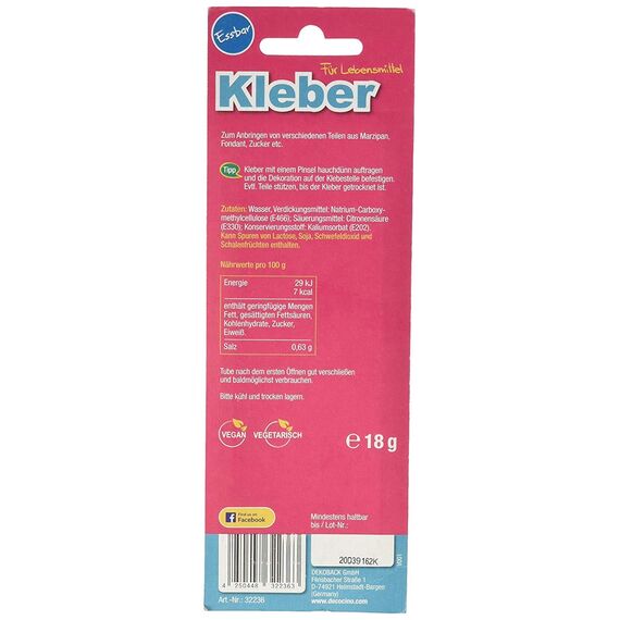 DECOCINO Essbarer Kleber – für Torten-Deko, Kuchen-Deko – CMC-Kleber, Lebensmittel-Kleber – zum Kleben auf Fondant, Torten und anderen Speisen