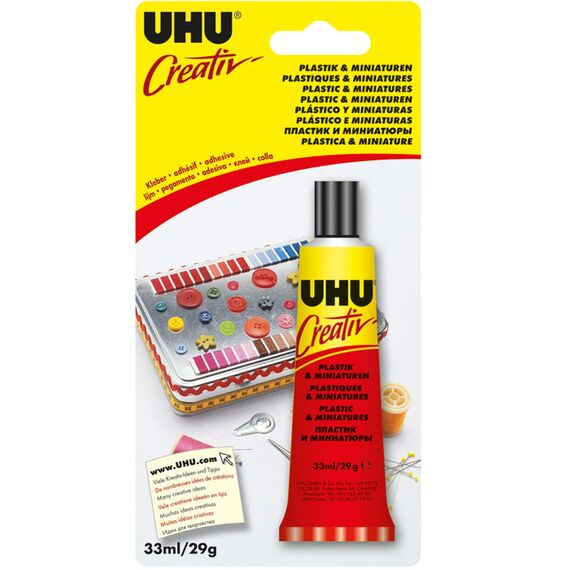 UHU 47330 Spezialkleber, Creativ, Plastik, Miniaturen Tube, 33 ml
