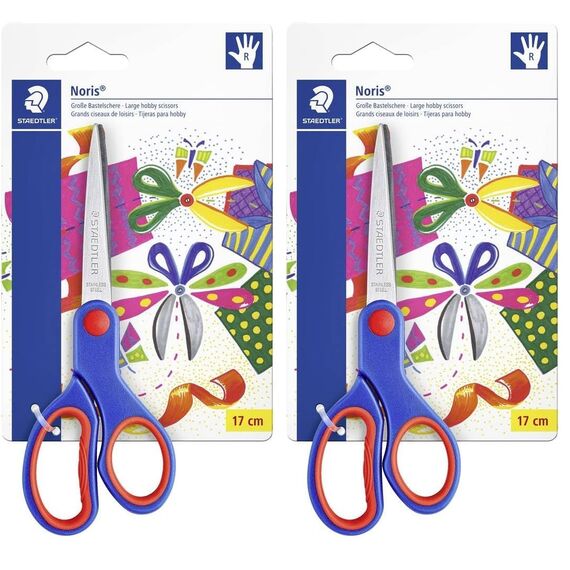 STAEDTLER 965 17 NBK Bastelschere Noris Club (ergonomische Griffzone, gerundete Klingen, hohe Schneidleistung, Länge: 17 cm) (Packung mit 2)