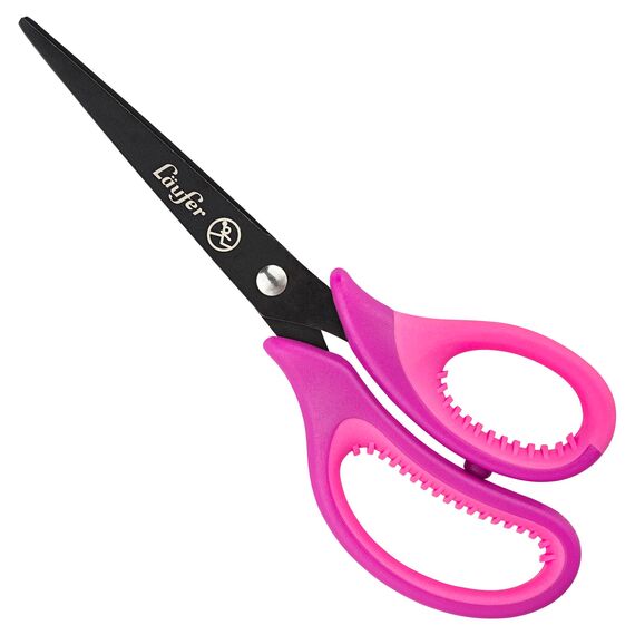 Läufer 87228 Ergonomische Schulschere, spitz, Schule ab 1. Klasse, lila/pink, Bastelschere für Rechtshänder