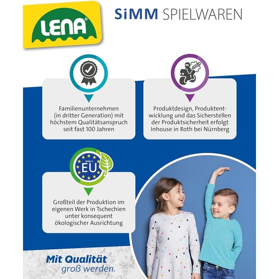 Lena 42665 - Jumbo Bastelkoffer mit 800 Teile in kräftigen Farben, Material zum Basteln, mit Moosgummi, Buntpapier, Pompon, Bänder, Kulleraugen, Holzstiele und vielem mehr, ab 5 Jahre, blau