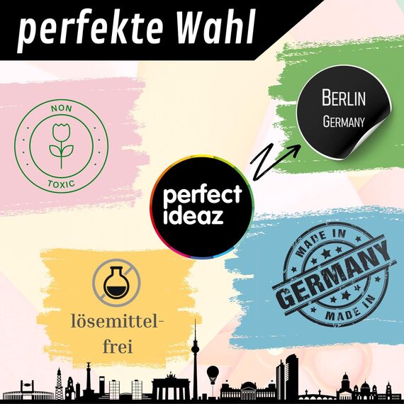 perfect ideaz – Bastelkleber 8 x 1.000 ml - transparent & lösungsmittelfrei - starker PVA Flüssigkleber für Papier, Pappe, Stoff, Filz - auswaschbar, ungiftig, Made in Germany (8 Flaschen á 1 Liter)