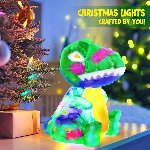 DIY-LAOESE Bastelset Kinder ab 6 Jahre, Dinosaurier Lampe Malset,Kreativ Dinosaurier Spielzeug 6 7 8-12 Jahre Jungen, Geschenk Junge 6-8 10 Jahre Mädchen,Kindergeburtstag Malen Basteln Set