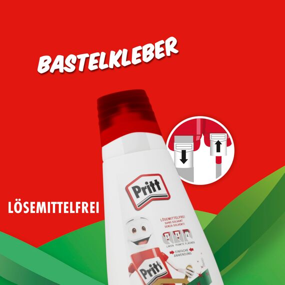 Pritt Bastelkleber, transparent trocknender Alleskleber für Zuhause, Schule oder Büro, weißer Bastelkleber für Kinder, 6-er Pack (6x100g)