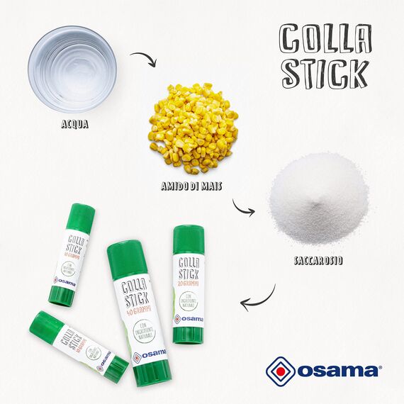 Osama – Klebestift Extra Stark, 10 Stück, 40 g-Klebestift-Set, Ideal für Schul- und Schreibbedarf, Büro und Uni - gleitend, resistent und für Kinder geeignet, klassische Natural