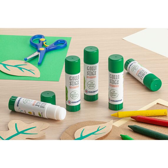 Osama – Klebestift Extra Stark, 20 Stück, 20 g-Klebestift-Set, Ideal für Schul- und Schreibbedarf, Büro und Uni - gleitend, resistent und für Kinder geeignet, klassische Natural