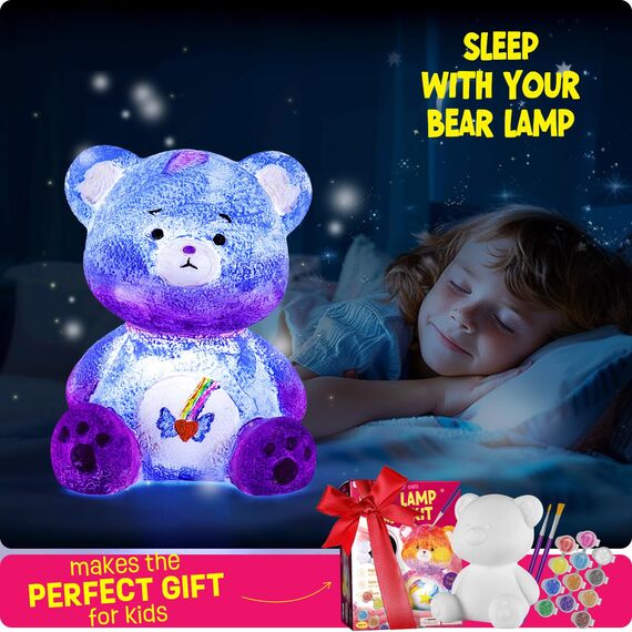Basteln Mädchen Junge 6 7 8 9 10 Jahre, Bär Lampe Malset- Geschenk Mädchen Junge 6 7 8 10 11 12 Jahre, Bastelset Kinder ab 6 Jahre, Bär Spielzeug, DIY Kreativ Malen Bär Kinder Geschenkideen